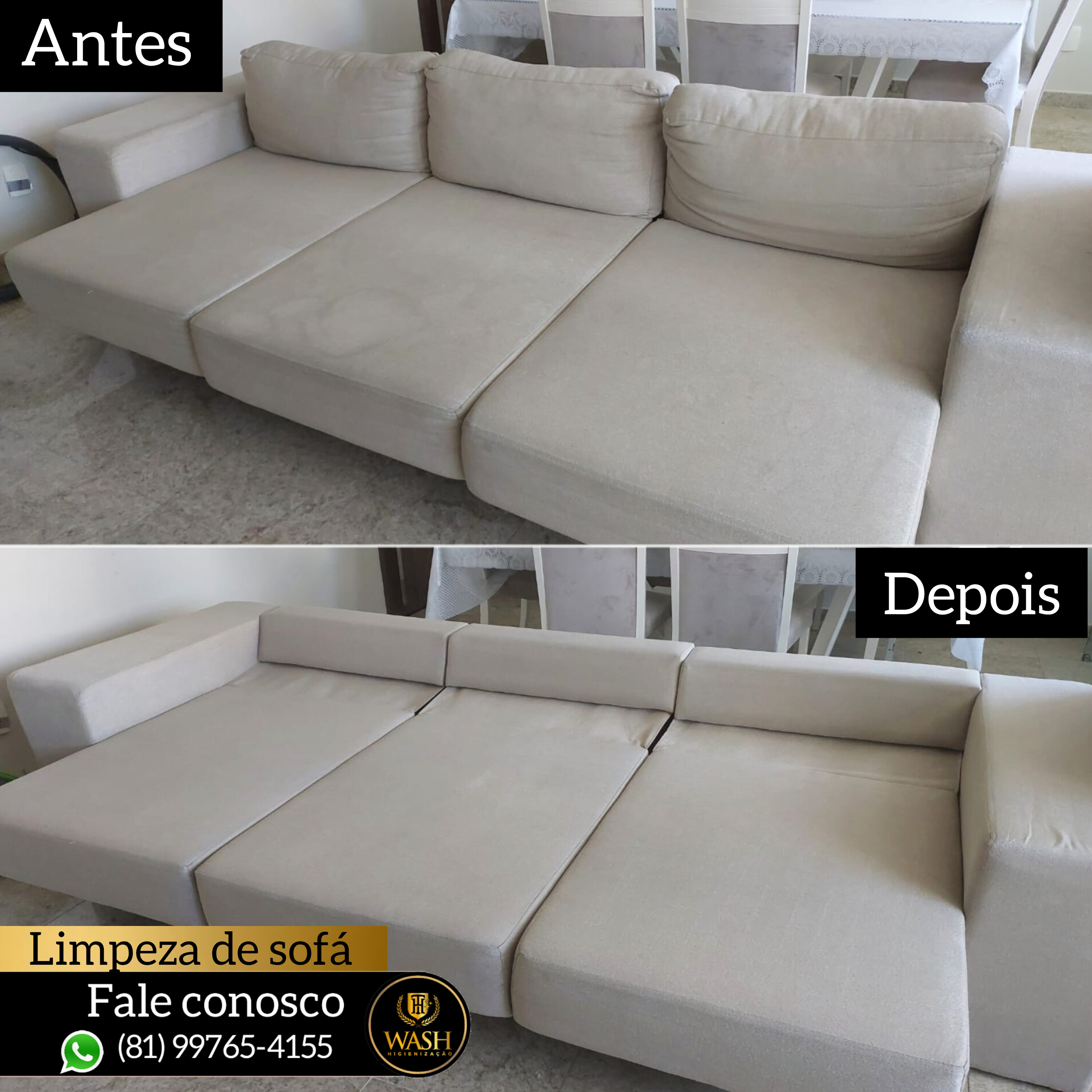 Antes e Depois - Higienização de Sofá 4