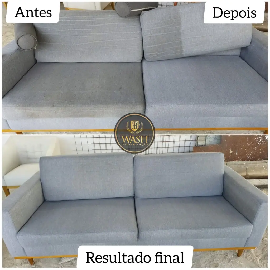 Transformação de sofá encardido para limpo com nossa higienização especializada