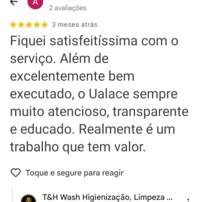 Serviço nota 10! ⭐⭐⭐⭐⭐ Profissionais selecionados, preço justo e atendimento impecável. Recomendo sem dúvidas!